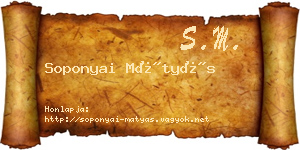 Soponyai Mátyás névjegykártya